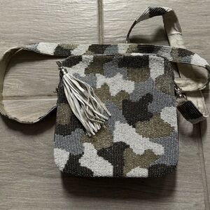 Moyna Camouflage Beaded Crossbody Bag